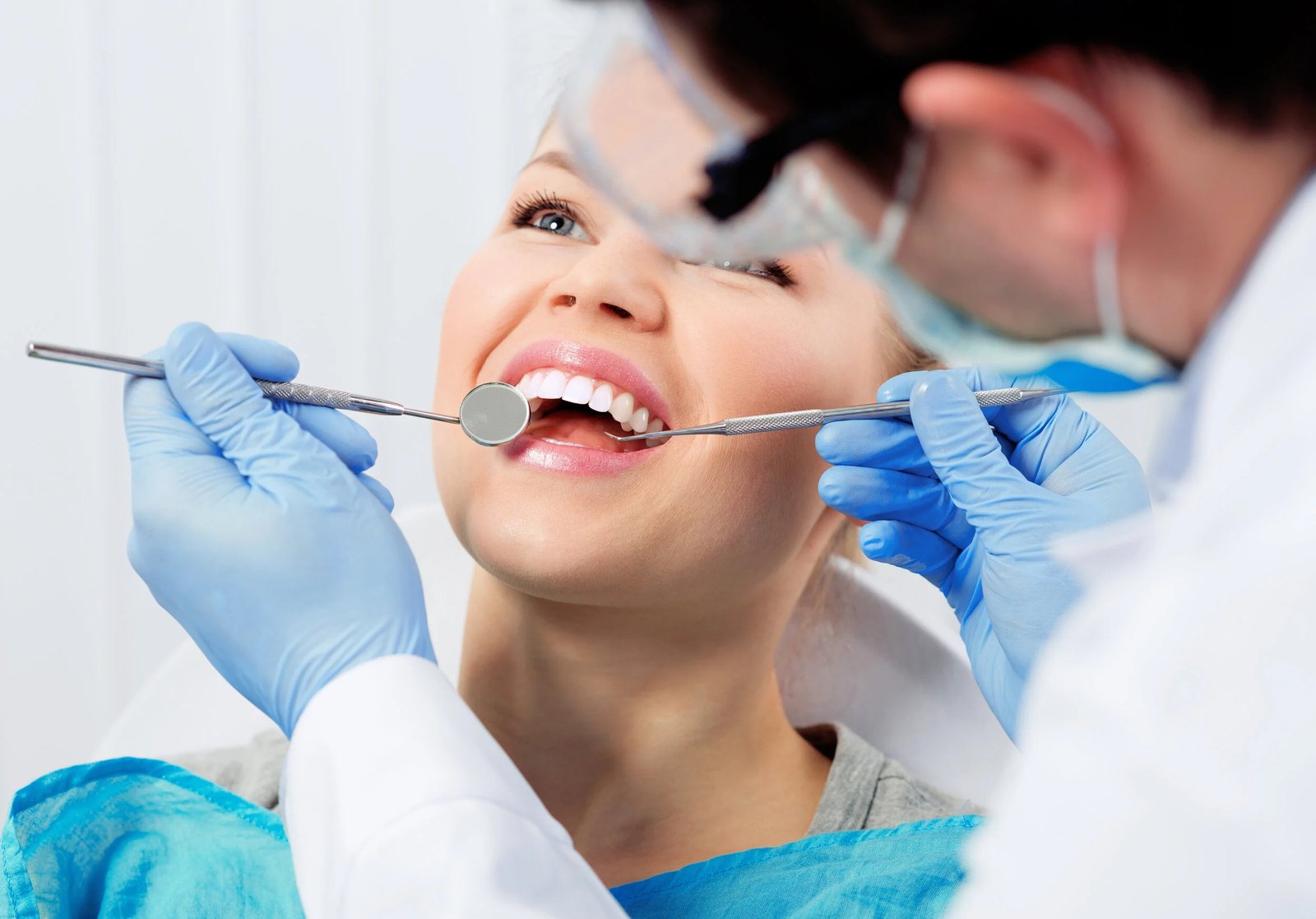A dental mirror used during an examination